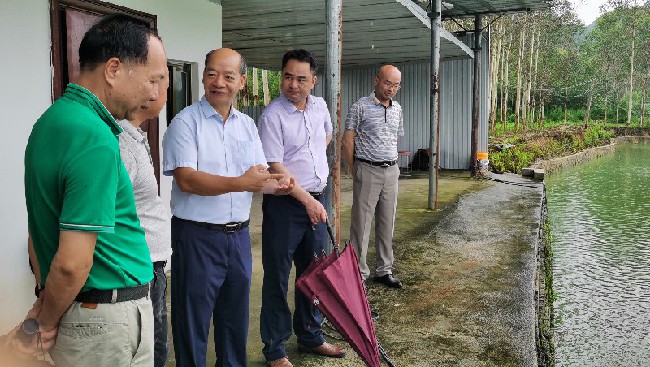 图为调研组在融水县阳光助残基地了解基地发展情况