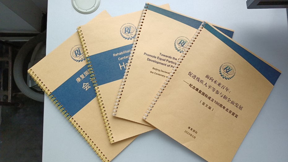 图为盲文版会议材料