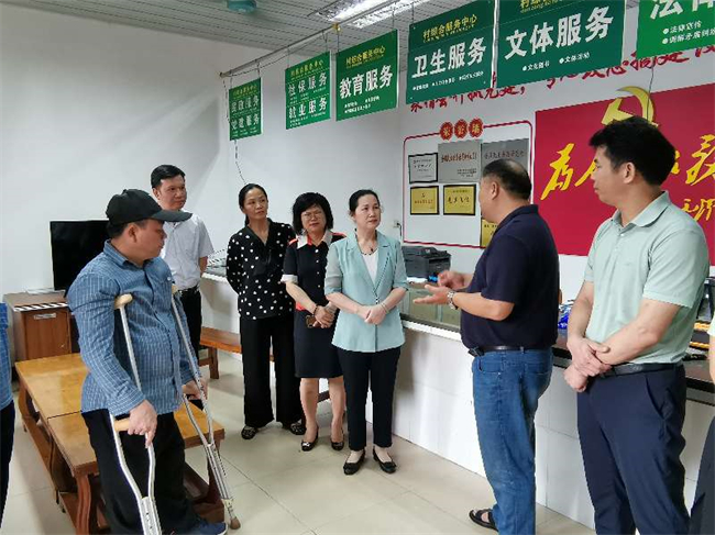 图为在陆川县米场镇新民村调研