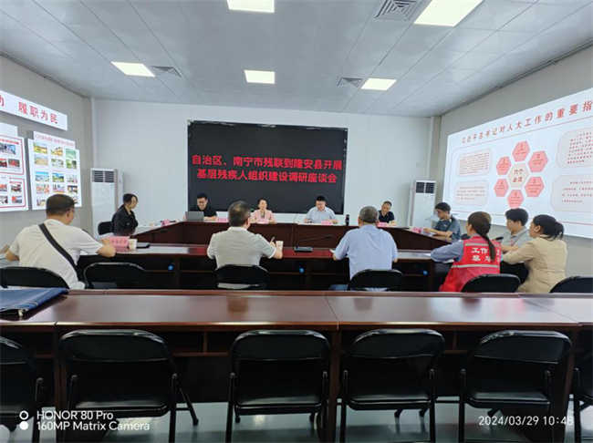 图为调研组在隆安县震东社区召开座谈会