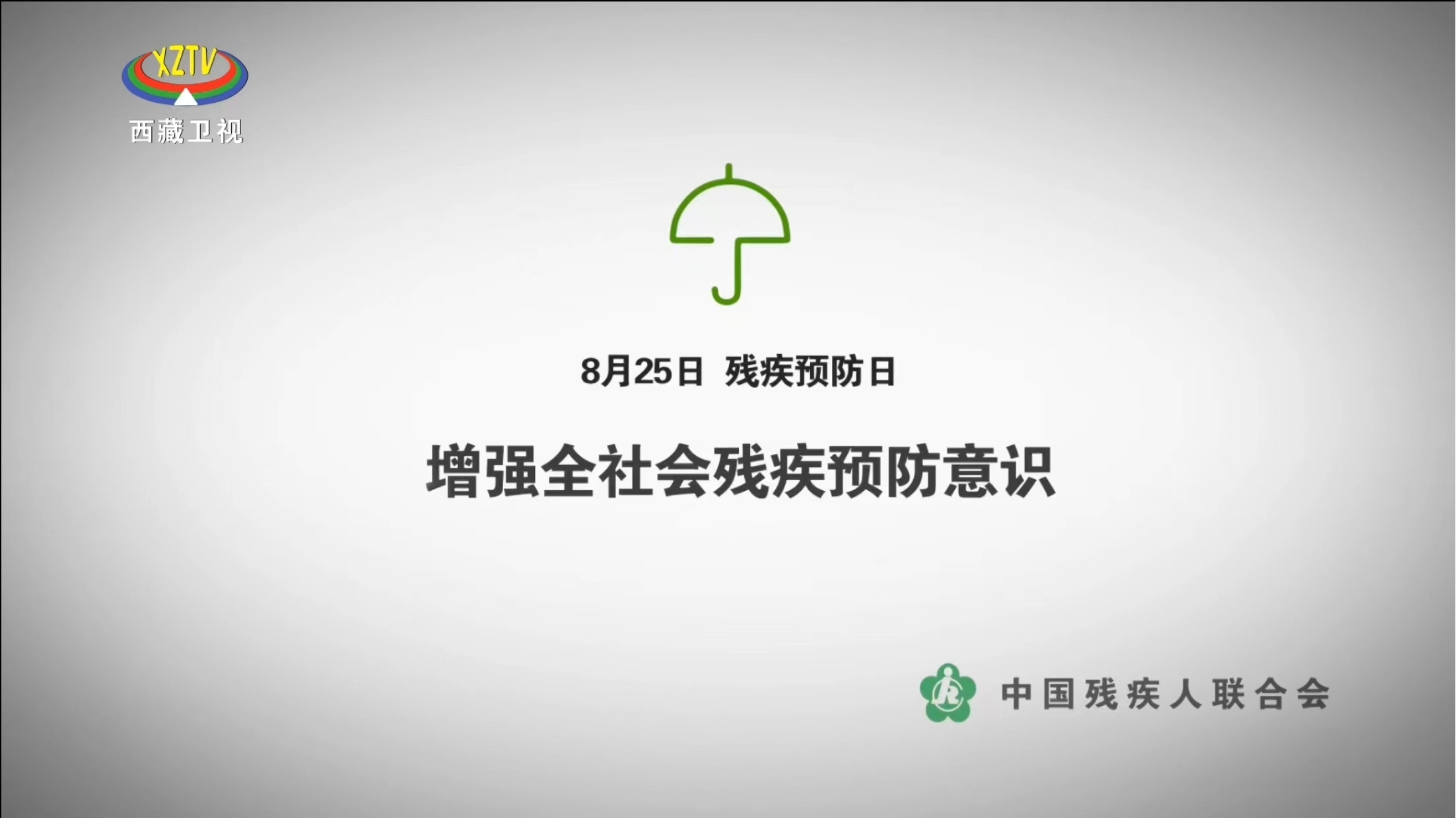 图为西藏卫视播放残疾预防宣传片