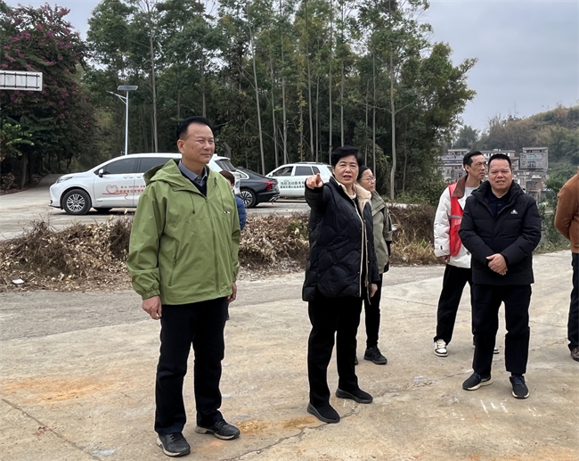 图为自治区残联领导调研新建基础设施情况