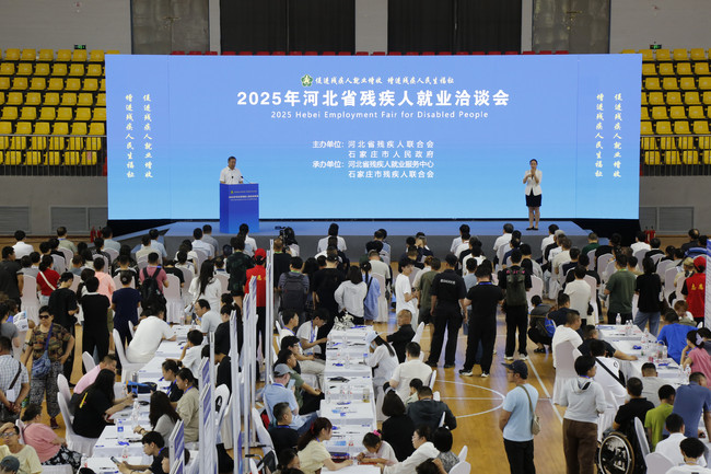 图为残疾人就业洽谈会现场
